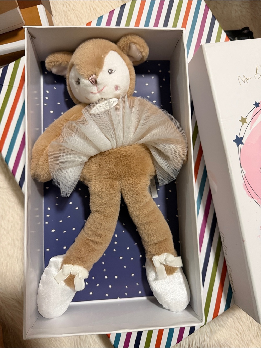 Beige Ballet Bunny Plush with White Tutu and Shoes